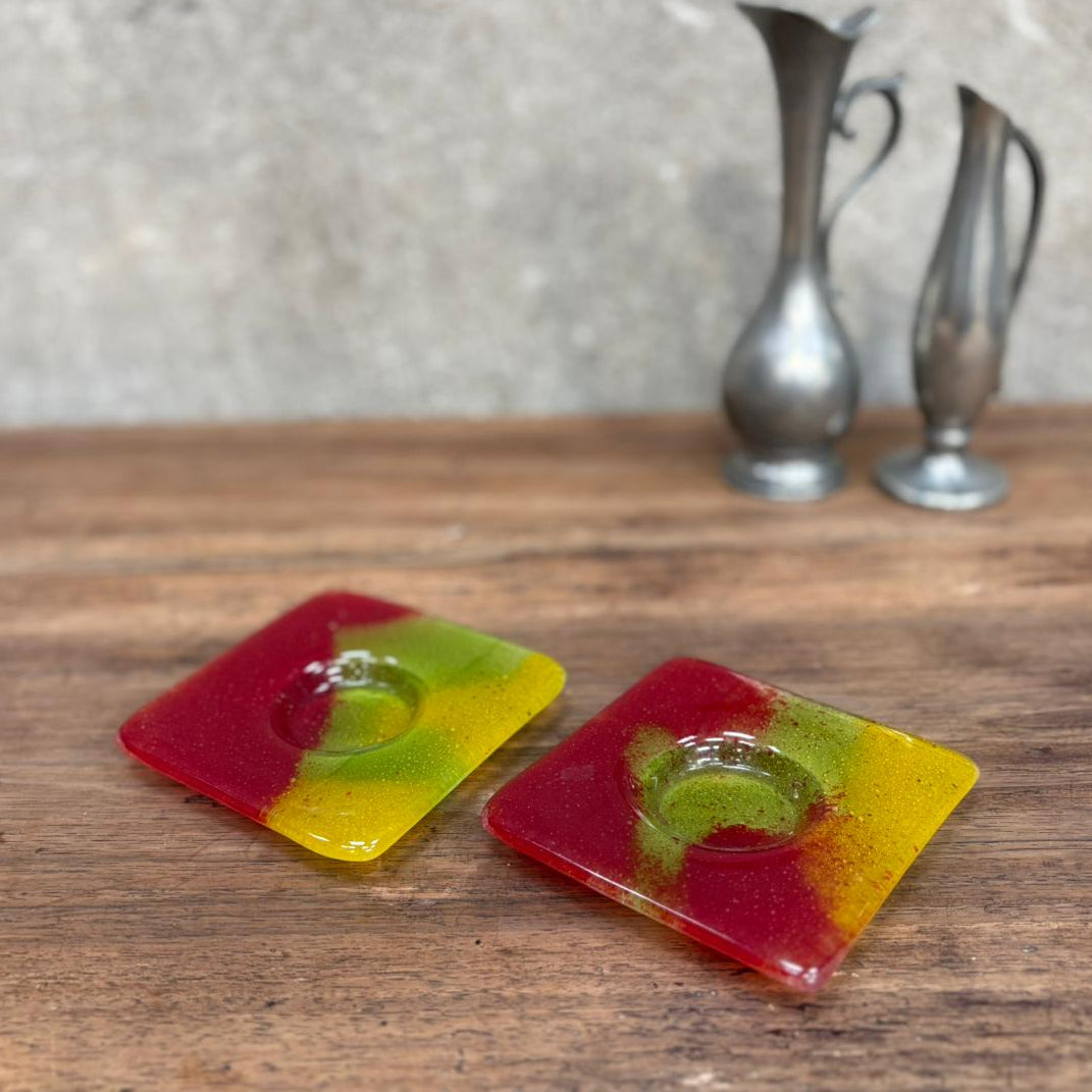 Ensemble bougeoir en pâte de verre sélectionné par déco à deux 